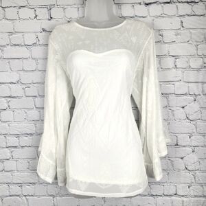 Torrid Size 0 Flocked Lace Bell Sleeve Top